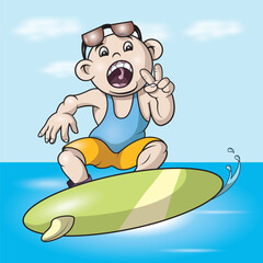 Naklejka premium illustration vector graphic of people are surfing