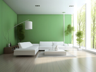 Fototapeta na wymiar Interior home design. Minimalistic living room decoration. AI generated.