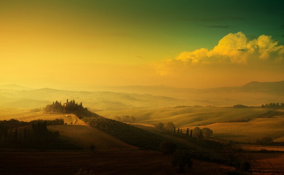 Beautiful Scenic Italian Countryside Landscape; Italy; Tuscany Views