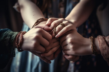 World friendship day, Support, help and youth community concept, Friendly and reciprocal attitudes, support for each other, respect, encouragement, group, smiley company, care enjoyment. Generative AI