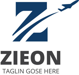 Z letter with traveling logo 