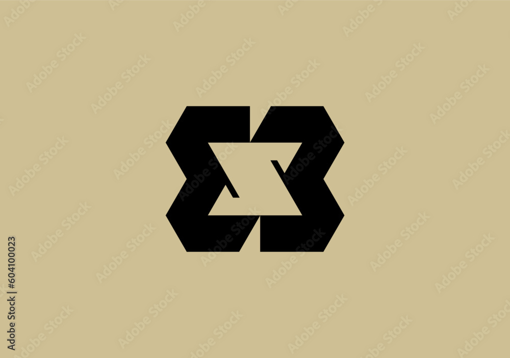 Poster discover the artistry of an abstract shape created by intertwining two sigma symbols, ingeniously fo