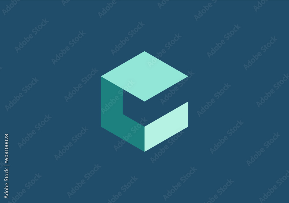 Poster impressive hexagonal c monogram logo with mesmerizing depth illusion