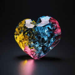 Colorful heart shaped diamond gem jewel, 