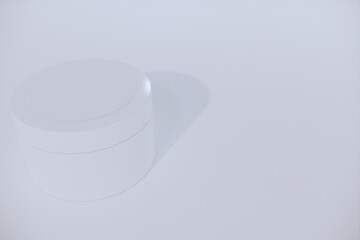 White blank glossy cosmetic plastic jar mock up template on isolated white background, cosmetic container for body cream, gel, butter, bath salt, skin care, powder. 3D illustration