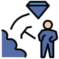 miner filled outline style icon
