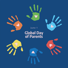Fototapeta premium Global Day of Parents design template for celebration. global parents day vector design. parents or family illustration template. flat vetor design. globe vector.