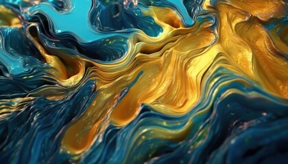 A black and gold wallpaper involving waves of gold. Generative AI