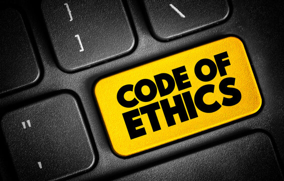Code Of Ethics text button on keyboard, concept background