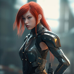 a Female Fantasy warrior assassin created with generative AI, fictional person