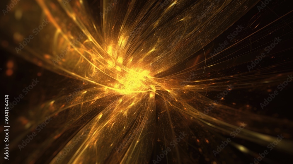 Poster abstract fractal golden light background. generative ai aig21.