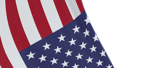 Fototapeta premium American Flag or United States of America national flag background in sunlight, close up