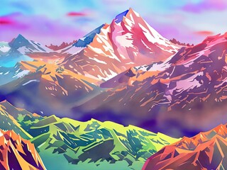 Detailed illustration of a majestic mountain landscape. ai generative