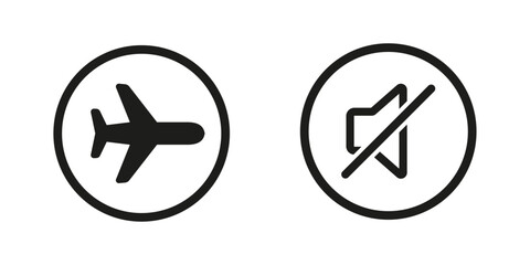 flight mode and silent mode icon vector design