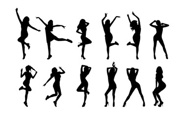 Beautiful woman dancing silhouette, woman dancing at club