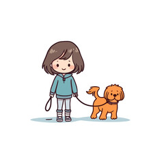 a little girl walking a dog style 3