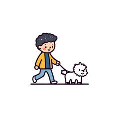 a little boy walking a dog style 2