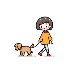 a little girl walking a dog style 1