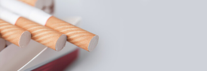 Macro view. Cigarettes in pack