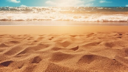 Fototapeta na wymiar Bright sand beach sunshine background. Generative AI
