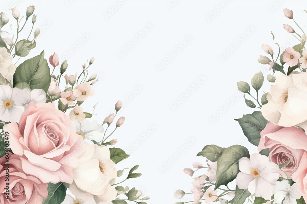 Wall mural floral border frame card template. golden gradient on white background.vector design illustration. f