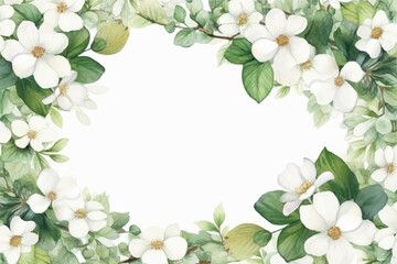 Fototapeta premium Floral border frame card template. Golden gradient on white background.Vector design illustration. for bunner, wedding card. Rectangle corners sides decoration.