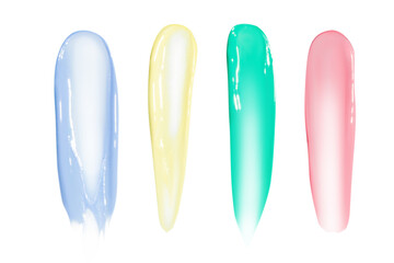 Pastel-colored paint strokes. On a white background.