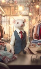 Ferret dressed in a suit like a businessman (generative AI)