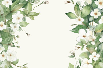 Fototapeta premium Floral border frame card template. Golden gradient on white background.Vector design illustration. for bunner, wedding card. Rectangle corners sides decoration.
