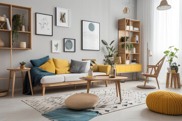 Modern living room interior design. Generative AI