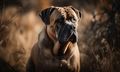 Obraz premium photo of Mastiff outdoors. Generative AI