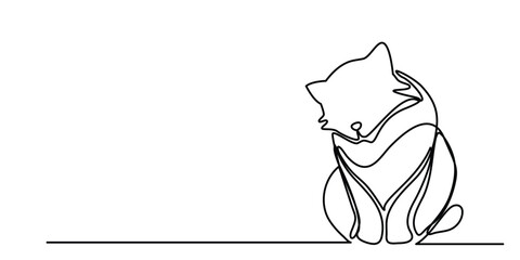 Continuous one line drawing. dog and cat logo. Black and white vector illustration3