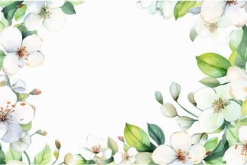 Fototapeta premium Floral border frame card template. Golden gradient on white background.Vector design illustration. for bunner, wedding card. Rectangle corners sides decoration.