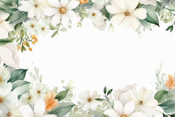 Fototapeta na wymiar Floral border frame card template. Golden gradient on white background.Vector design illustration. for bunner, wedding card. Rectangle corners sides decoration.