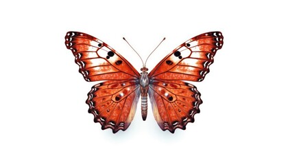 Fototapeta na wymiar A white background showcases a lone butterfly. (Generative AI)