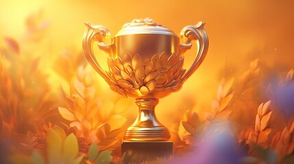Fototapeta na wymiar Golden champion cup trophy for winner background. Generative AI