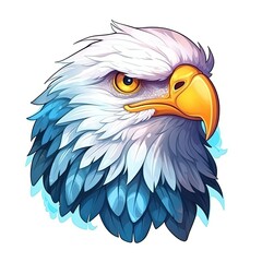 Fototapeta premium Bald eagle cute character illustration. Generative AI