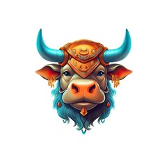 Naklejka premium Bull cute character illustration. Generative AI
