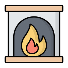 Fireplace Line Color Icon