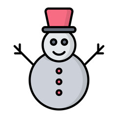 Snowman Line Color Icon