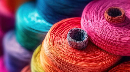 Colorful yarn on spool. Generative Ai