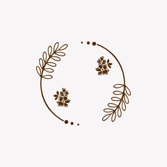 Vector flowers and leaves with circular shapes.