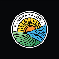 Colorful Panorama Logo Vector Graphic Design illustration Badge Emblem Symbol and Icon