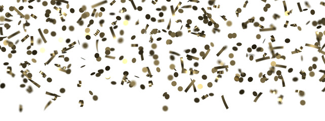 Glittering golden confetti png. Glittering golden confetti falls from above on transparent background. Celebrate festivals.