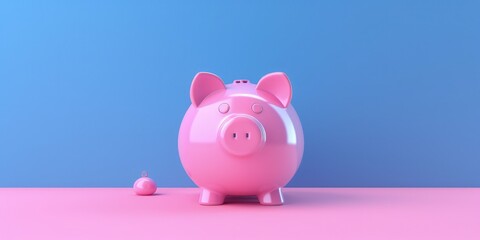 Piggy bank safe, economy and finance concept, blue background. Generative AI