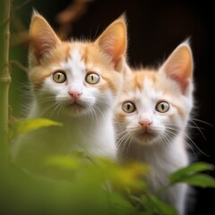 Fototapeta na wymiar Curious Charm: Exploring the Inquisitiveness of Japanese Bobtail Kittens