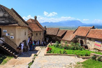 Historical buildings on the territory of the Rasnov Citadel. Transylvania. Romania