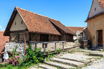 Historical buildings on the territory of the Rasnov Citadel. Transylvania. Romania