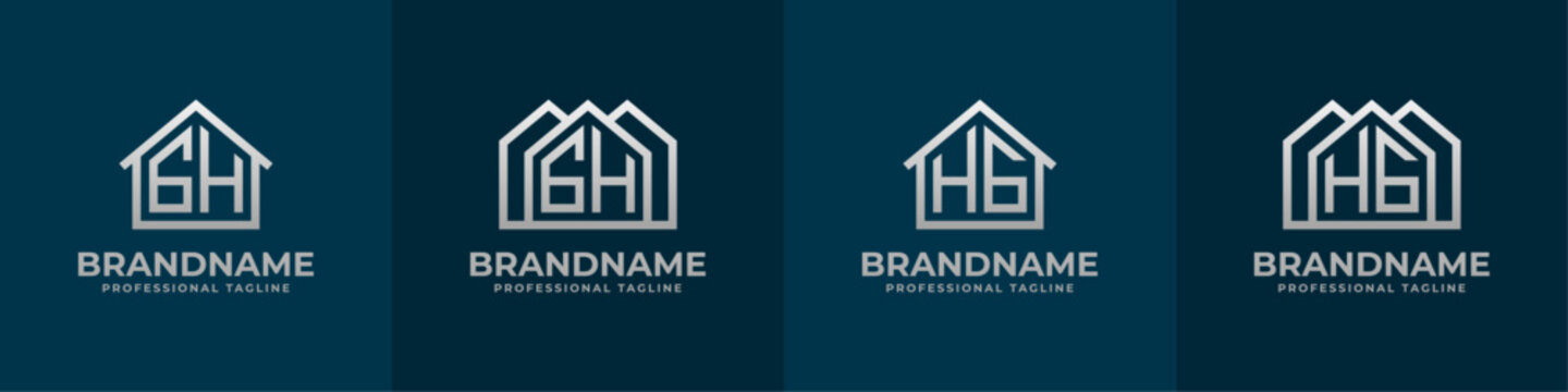 Letter GH and HG Home Logo Set. Suitable for any business related to house, real estate, construction, interior with GH or HG initials.