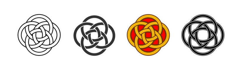Two Interlocking Circle Vector Illustration Set Isolated on White